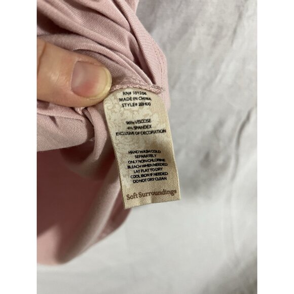 Soft Surroundings Women's Pink Medium Short Sleeve Super Soft Blouse With Lace - Picture 4 of 7